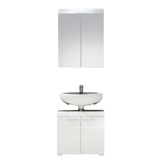 Amanda Bathroom Vanity And LED Mirror Set In White High Gloss_2