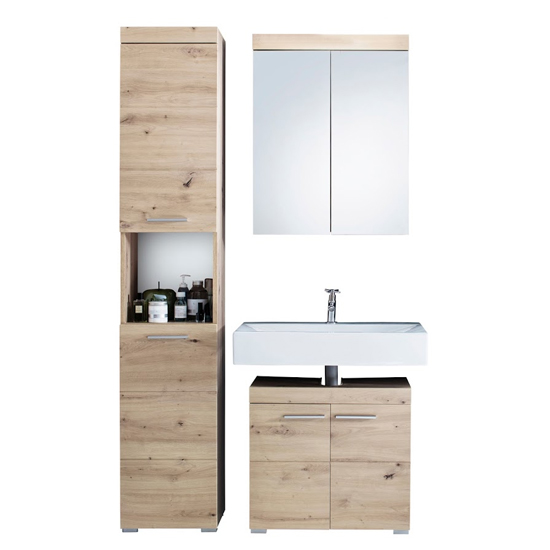 Amanda Bathroom Vanity And Storage With LED Mirror In Knotty Oak_2