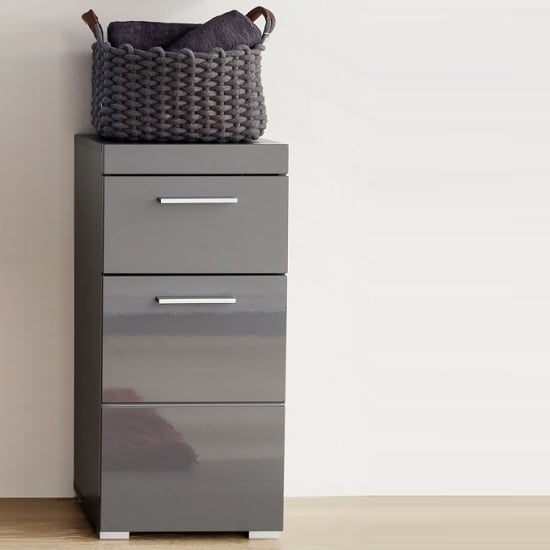 Read more about Amanda bathroom storage cabinet in grey and high gloss fronts