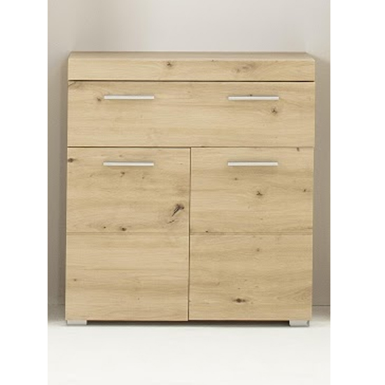 Photo of Amanda floor storage cabinet in knotty oak with 2 doors