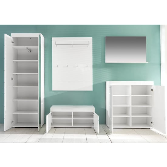 Amanda Hallway Furniture Set In White Gloss With Bench_2