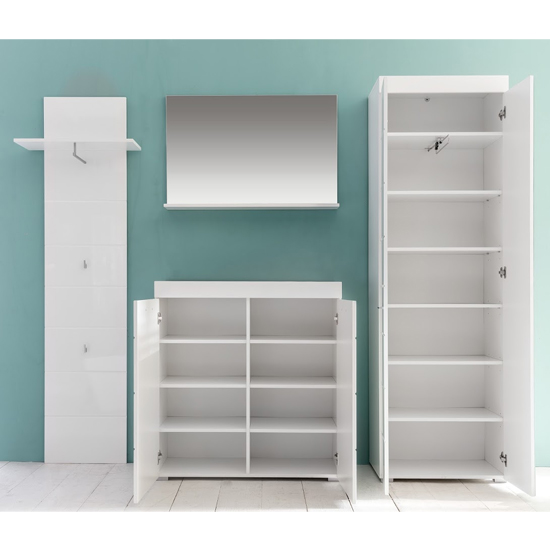 Amanda Hallway Furniture Set In White Gloss With Wardrobe_2