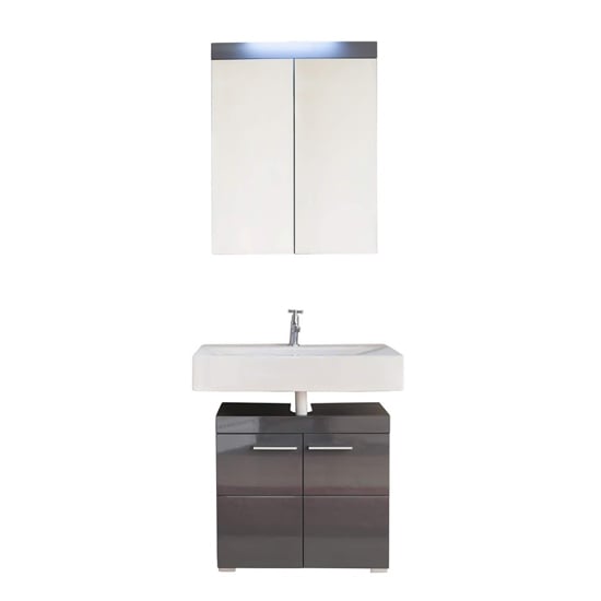 Amanda LED Bathroom Mirror And Vanity In Grey High Gloss_2