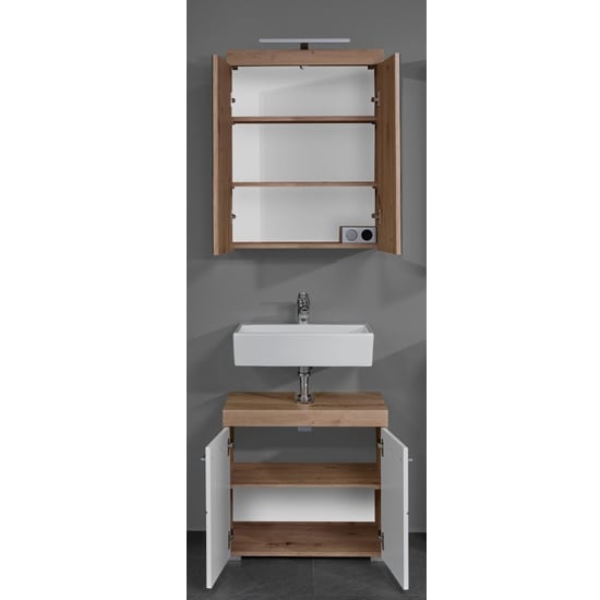 Amanda LED Bathroom Mirror And Vanity In White And Knotty Oak_2