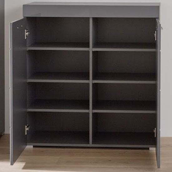 Amanda Shoe Storage Cabinet In Grey High Gloss_2