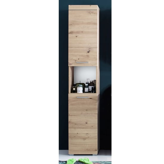 Photo of Amanda tall storage cabinet in knotty oak