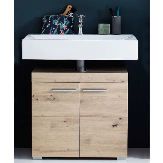 Product photograph of Amanda Vanity Unit In Knotty Oak With 2 Doors from Furniture in Fashion