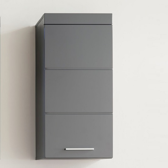 Read more about Amanda wall mounted storage cabinet in grey and high gloss front