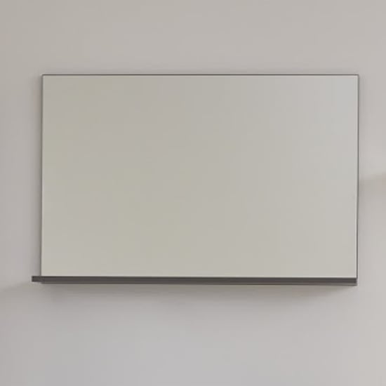 Photo of Amanda wall mirror with shelf in grey high gloss