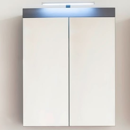 Amanda Wall Mirrored Cabinet In Grey High Gloss