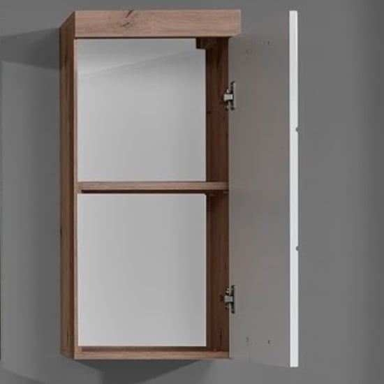 Amanda Wall Storage Cabinet In White Gloss And Knotty Oak_2