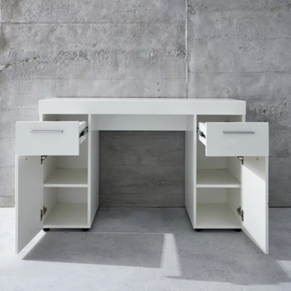 Amanda Wooden Dressing Table In White High Gloss