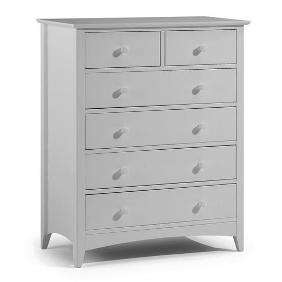 Product photograph of Caelia Chest Of Drawers With Six Drawers In Dove Grey Lacquer from Furniture in Fashion