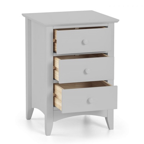 Caelia Three Drawers Bedside Tables In Dove Grey Lacquer Furniture in