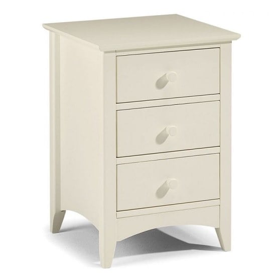 Product photograph of Caelia Bedside Cabinet In Stone White With 3 Drawers from Furniture in Fashion