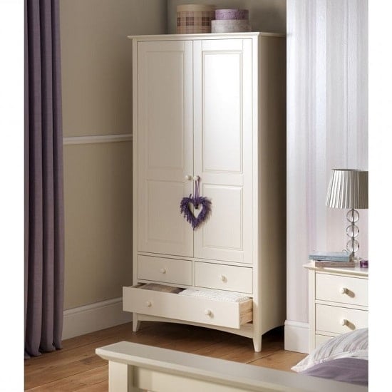 Amani Combi Wardrobe In White With  2 Doors 3 Drawers