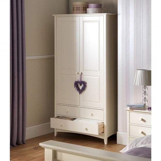 Caelia Combi Wardrobe In White With  2 Doors 3 Drawers