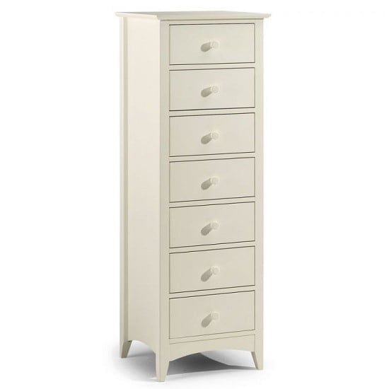 Caelia Narrow Chest of Drawers In Stone White With 7 Drawers