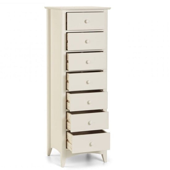 Caelia Narrow Chest of Drawers In Stone White With 7 Drawers_2