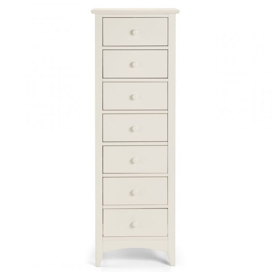 Caelia Narrow Chest of Drawers In Stone White With 7 Drawers_3