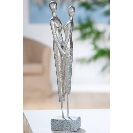 Product photograph of Amantia Polyresin Lovers Sculpture In Silver from Furniture in Fashion