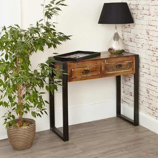 Read more about London urban chic rectangular wooden console table with 2 drawer