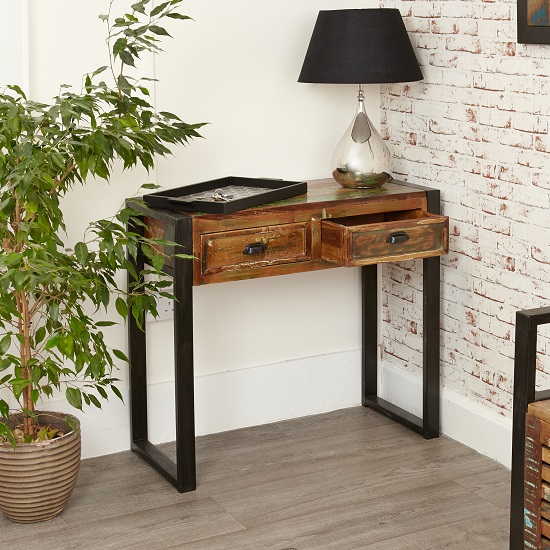 London Urban Chic Rectangular Wooden Console Table With 2 Drawer_3