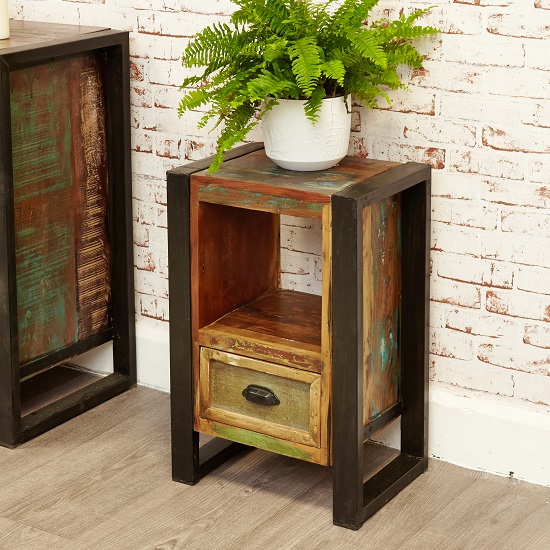 Photo of London urban chic wooden lamp table with drawer