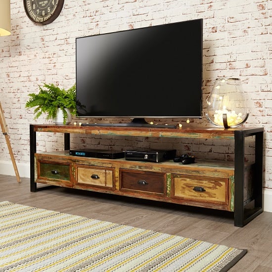 Read more about London urban chic wooden large tv stand with 4 drawers