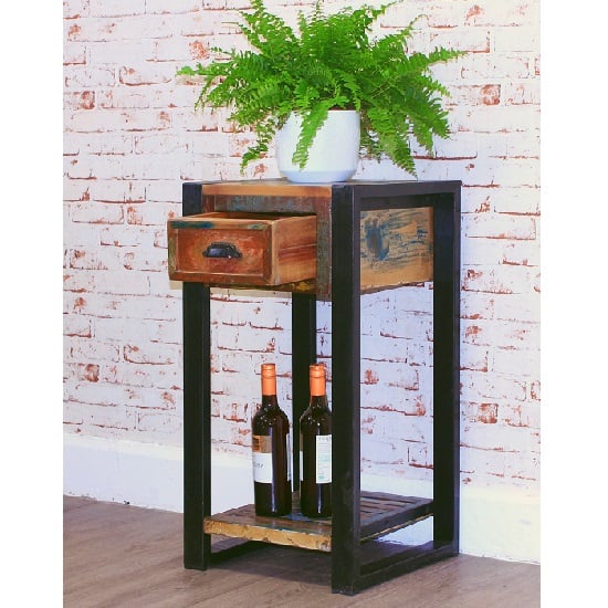 London Urban Chic Wooden Plant Stand Or Lamp Table With 1 Drawer_2