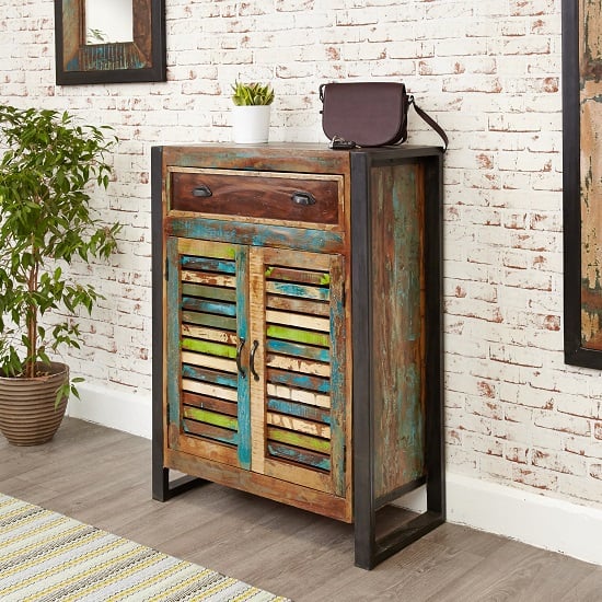 London Urban Chic Wooden Shoe Cabinet With 2 Doors 