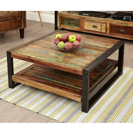 London Urban Chic Square Wooden Coffee Table With Undershelf_2