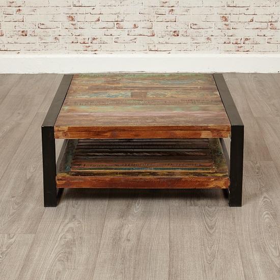London Urban Chic Square Wooden Coffee Table With Undershelf_4