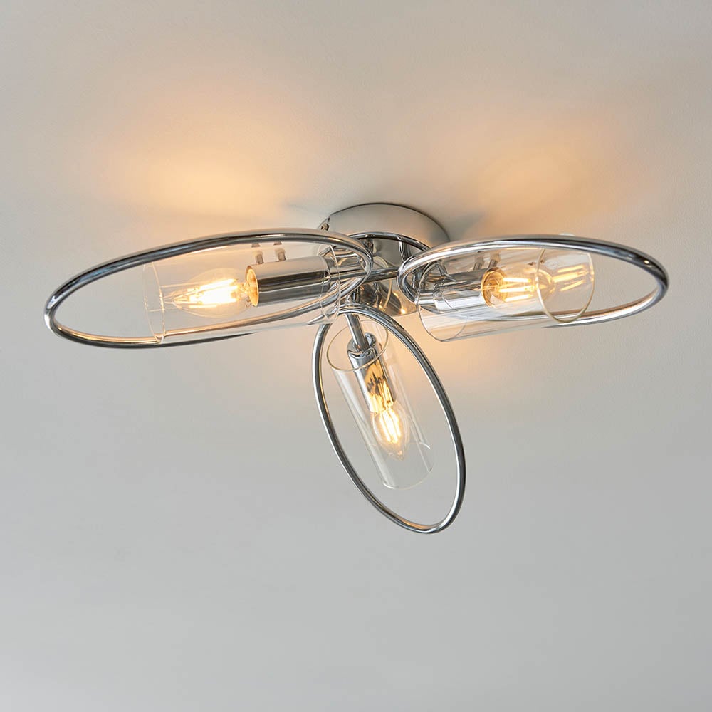 Read more about Amari clear glass shade semi flush light in chrome