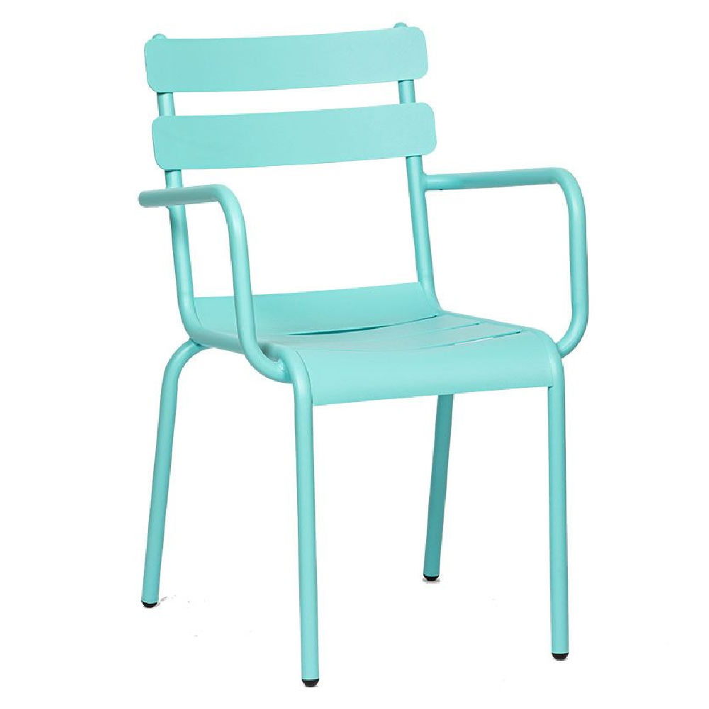 Amarillo Blue Aluminium Outdoor Arm Chairs In Pair