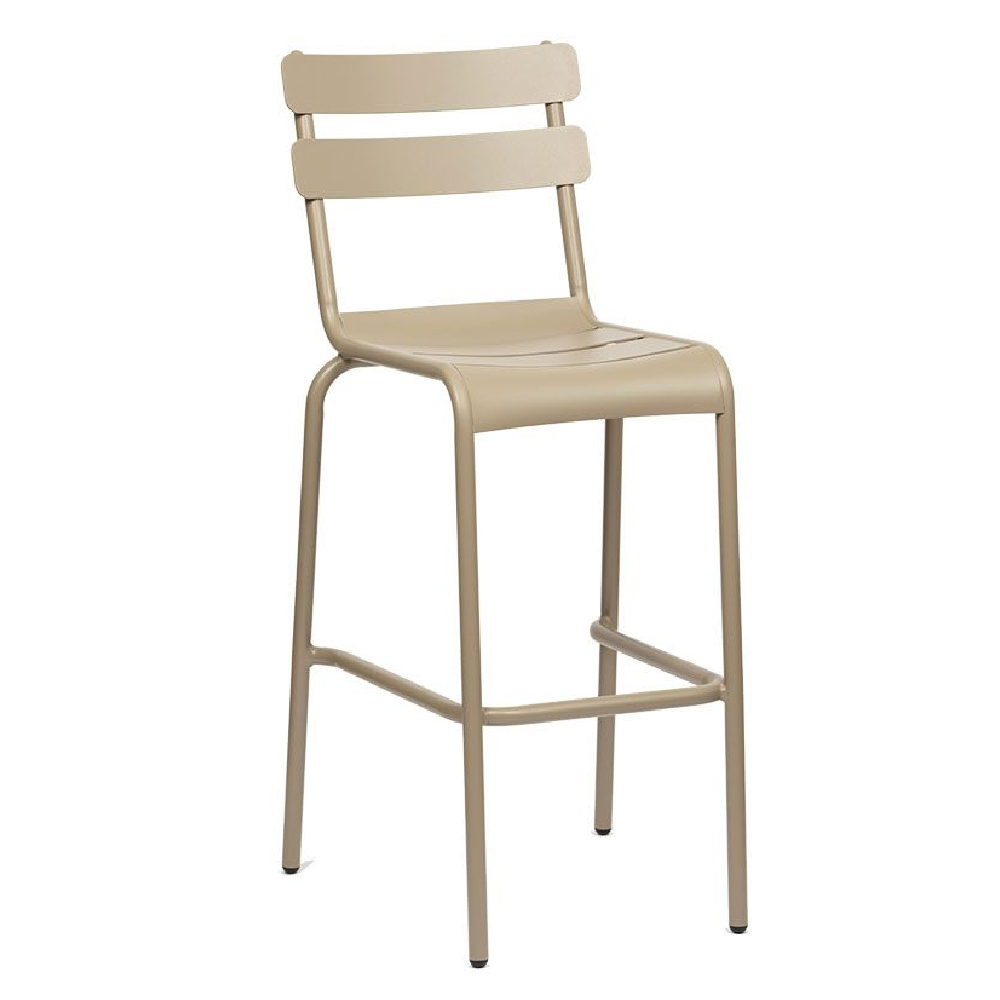 Amarillo Taupe Aluminium Outdoor Bar Chairs In Pair