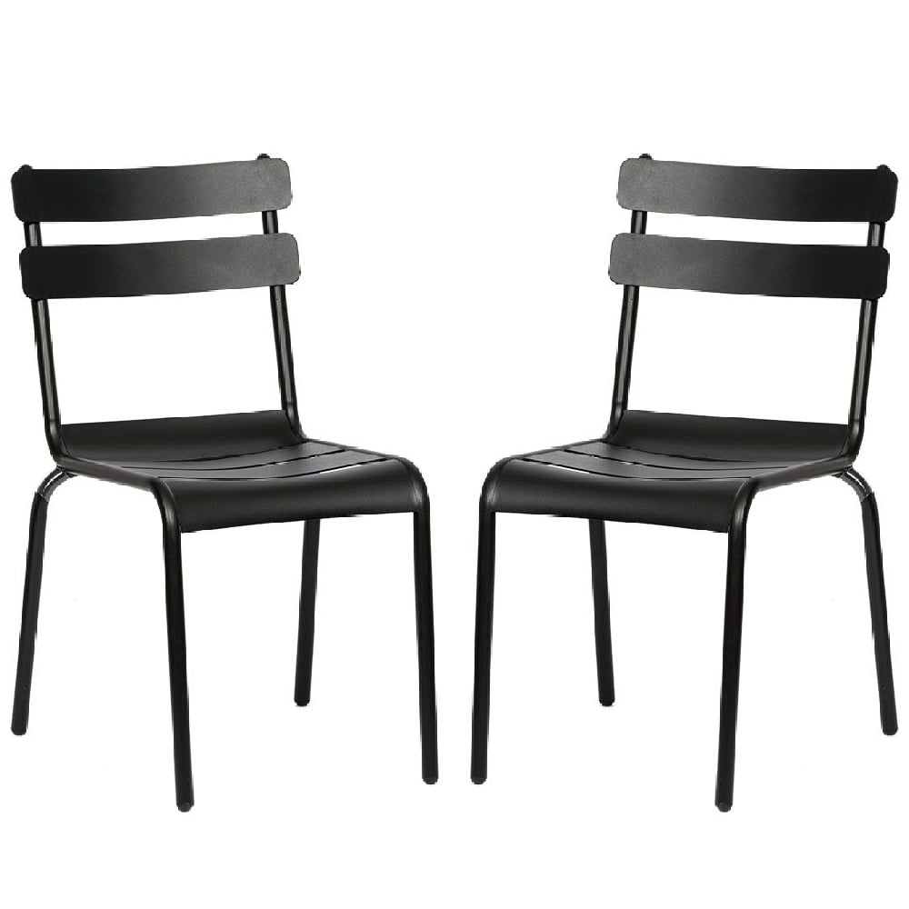 Product photograph of Amarillo Black Aluminium Outdoor Side Chairs In Pair from Furniture in Fashion