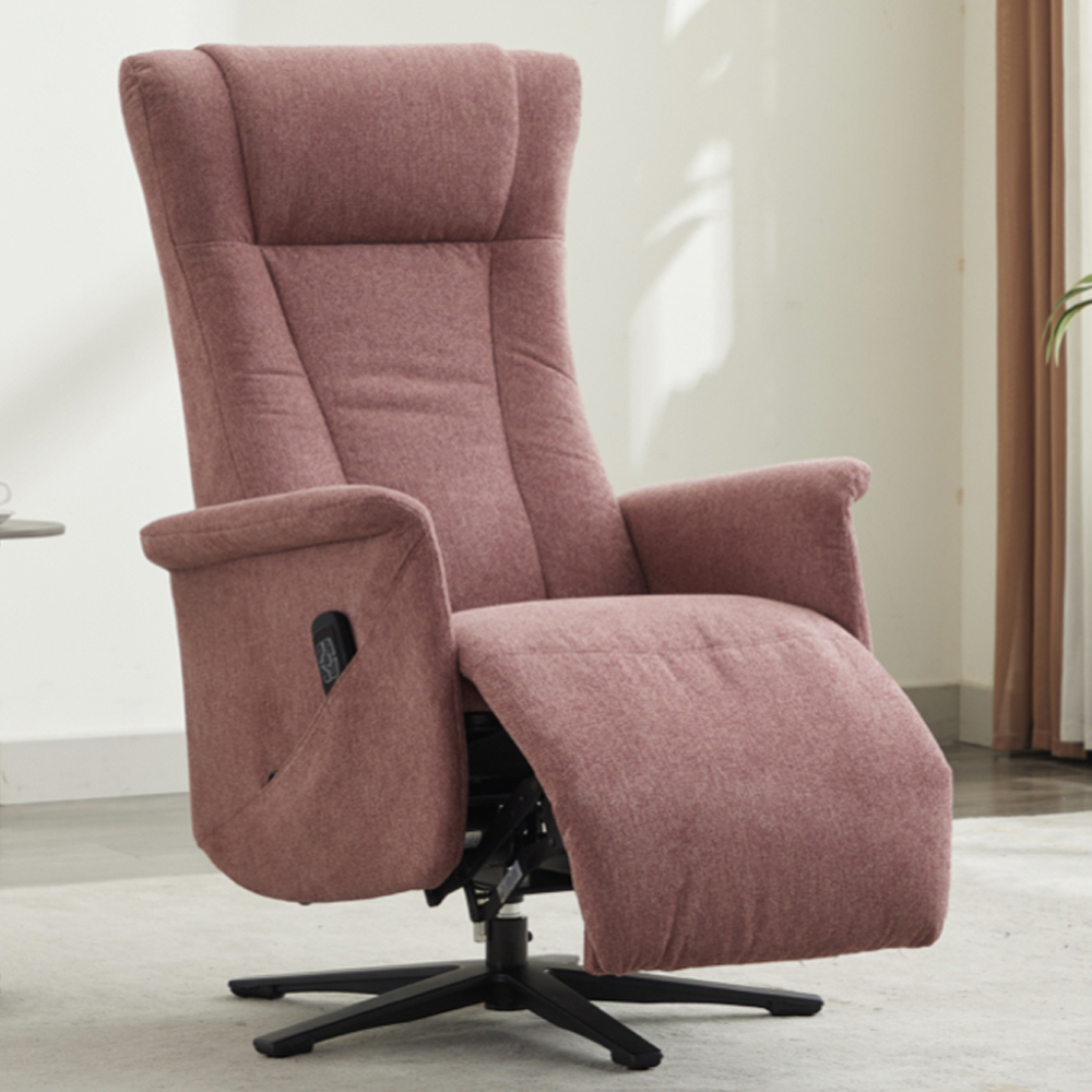 Amarillo Fabric Dual Motor Electric Recliner Chair - Rose