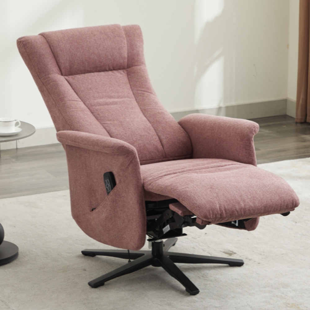 Amarillo Fabric Dual Motor Electric Recliner Chair - Rose