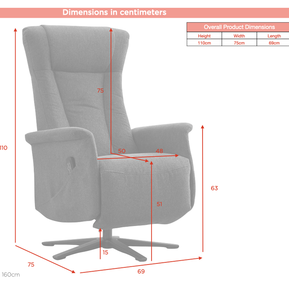Amarillo Fabric Dual Motor Electric Recliner Chair - Rose
