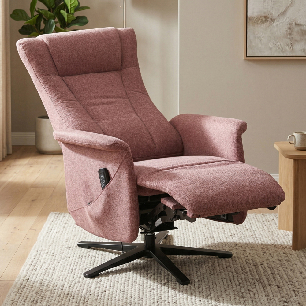 Amarillo Fabric Dual Motor Electric Recliner Chair in Rose