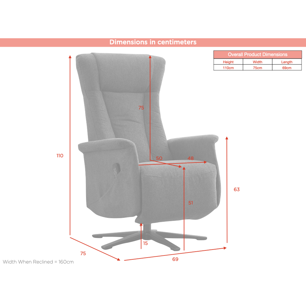 Amarillo Fabric Dual Motor Electric Recliner Chair in Rose