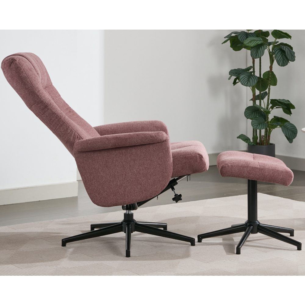 Amarillo Fabric Recliner Chair With Stool - Rose