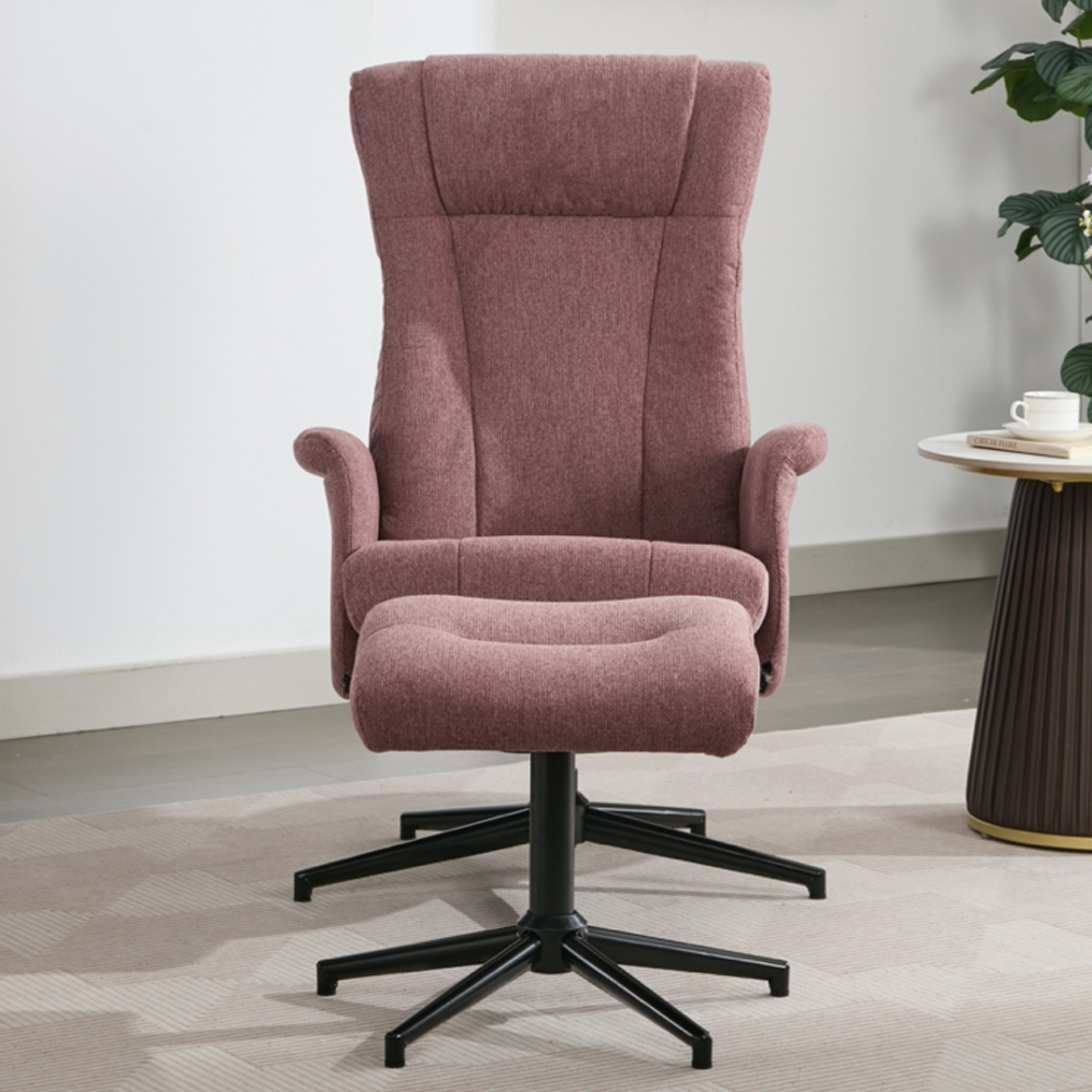 Amarillo Fabric Recliner Chair With Stool - Rose