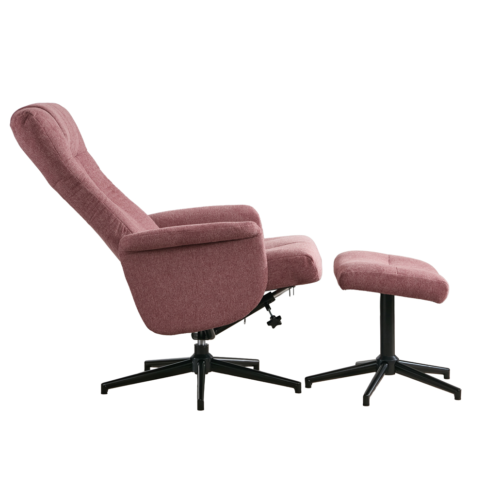 Amarillo Fabric Recliner Chair With Stool in Rose