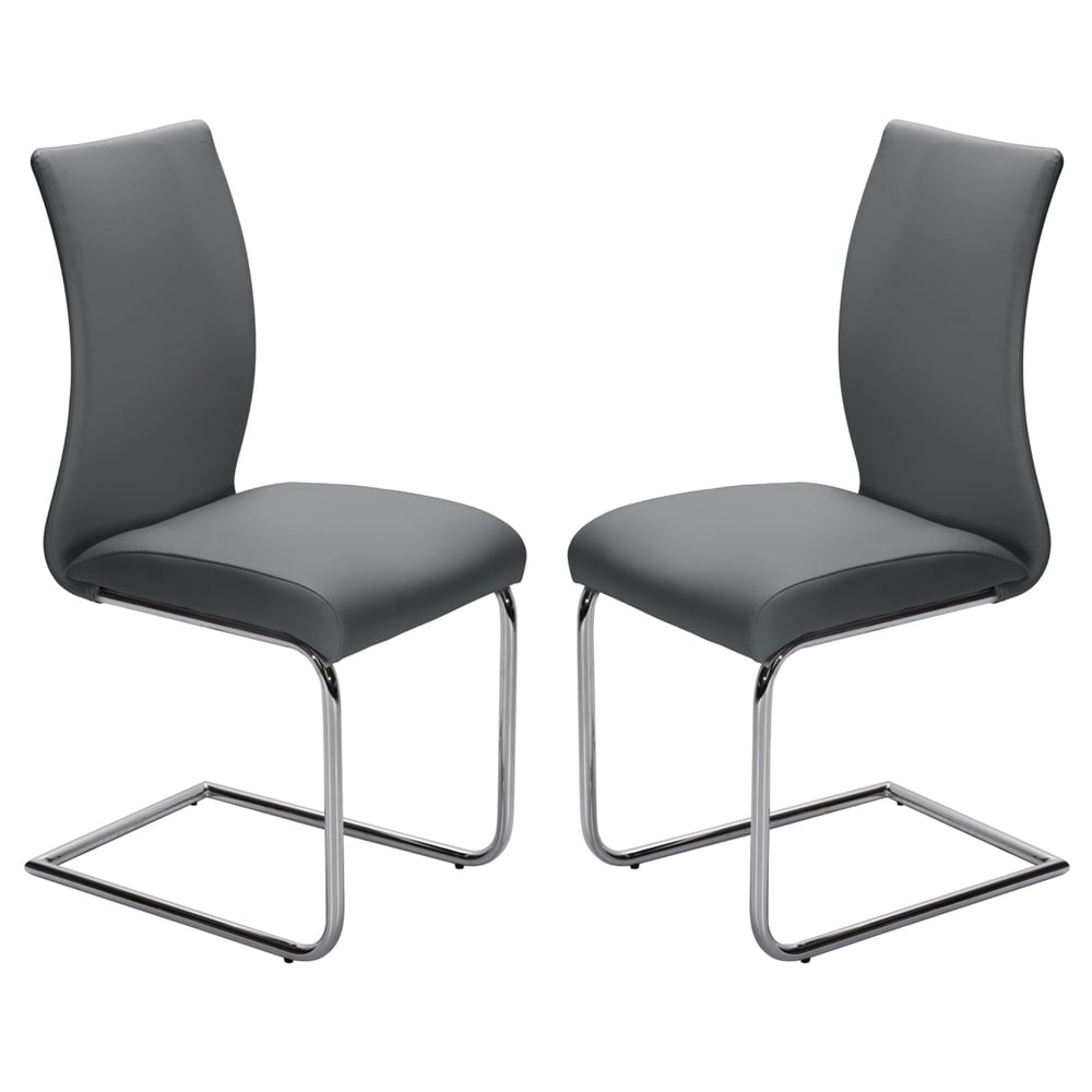 Amarillo Grey PU Leather Dining Chairs In Pair