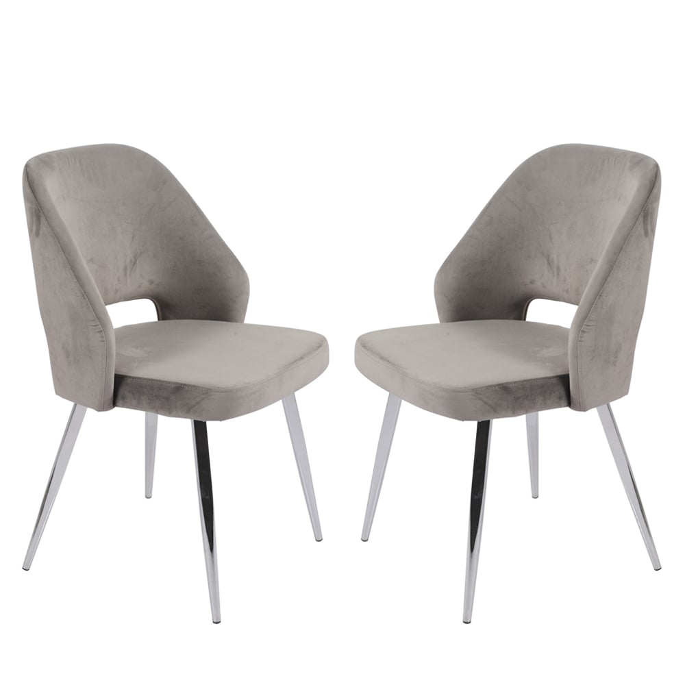 Amarillo Grey Velvet Dining Chairs In Pair