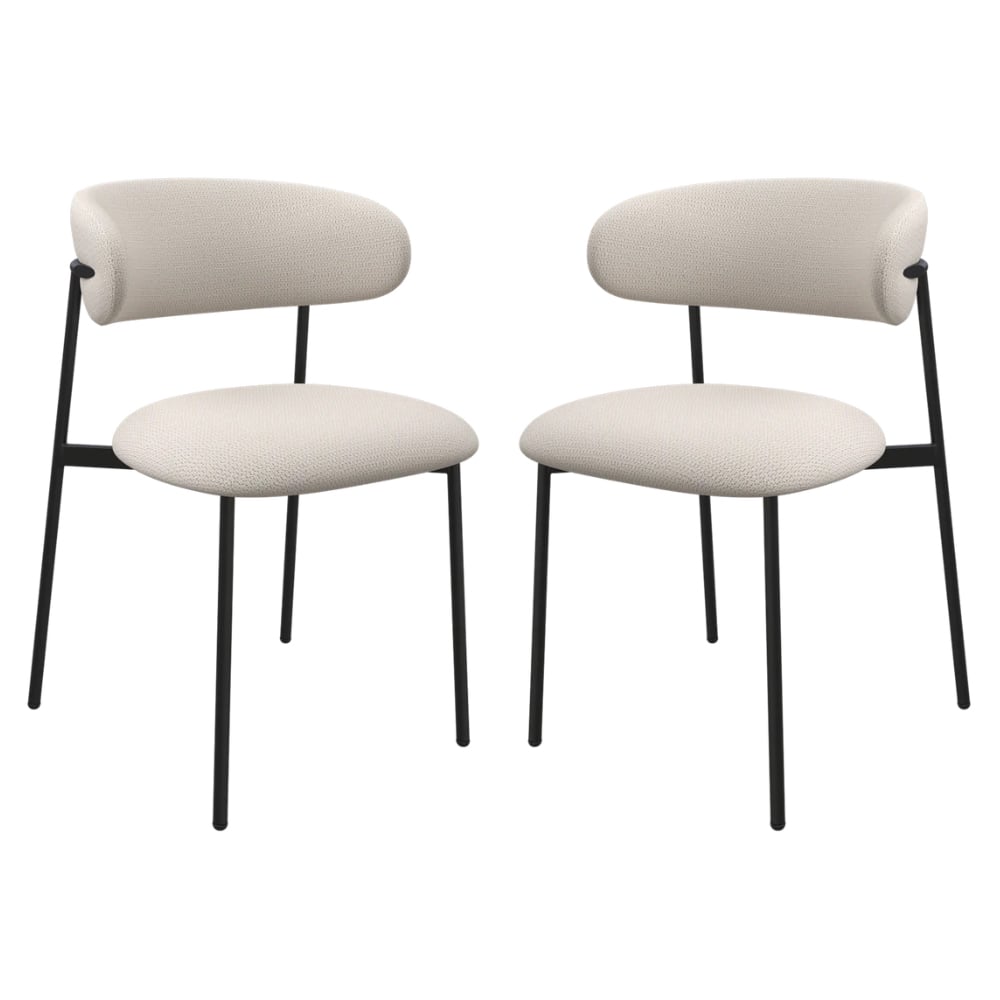 Amarillo Ivory Fabric Dining Chairs In Pair