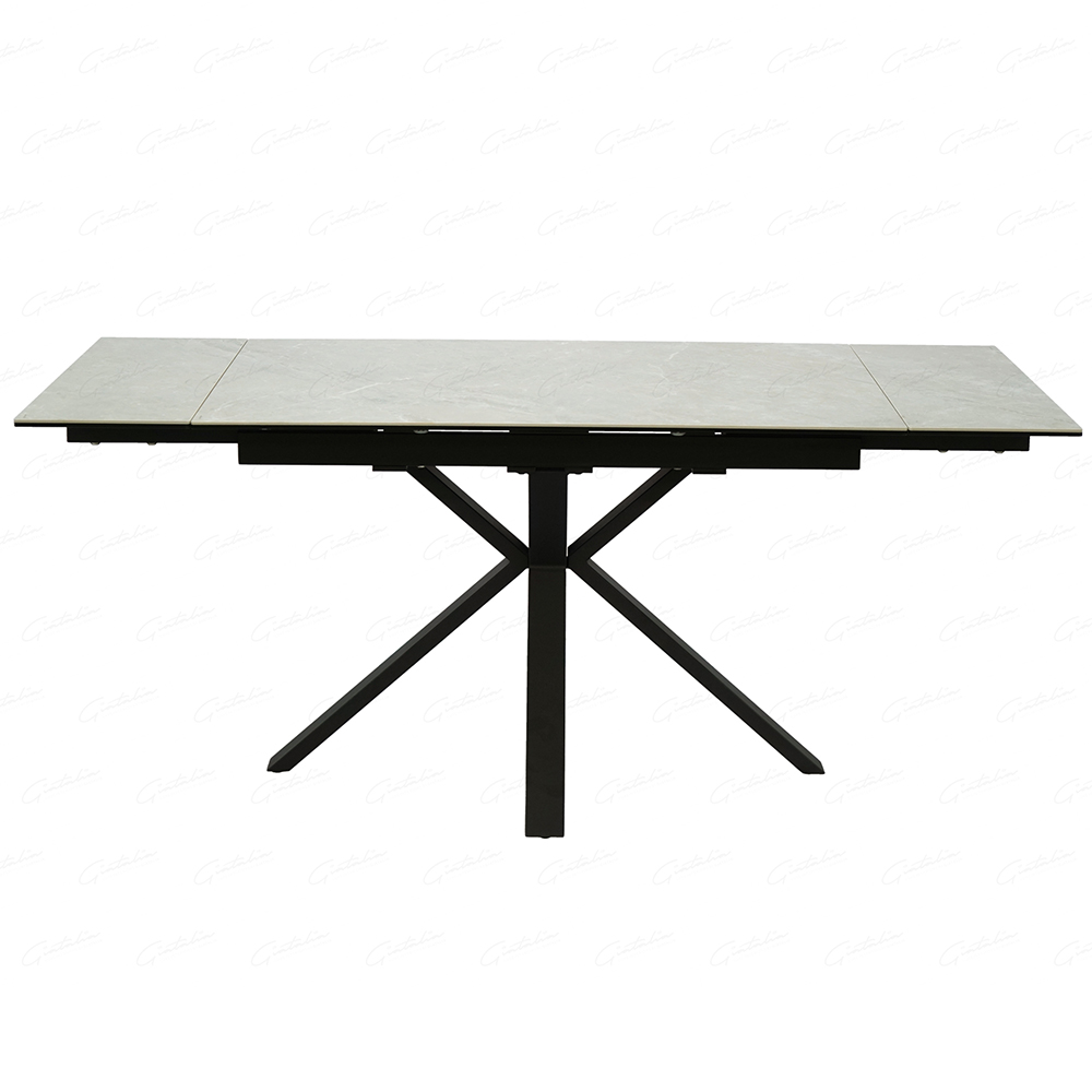 Amarillo Large Ceramic Glass Extending Dining Table In Grey