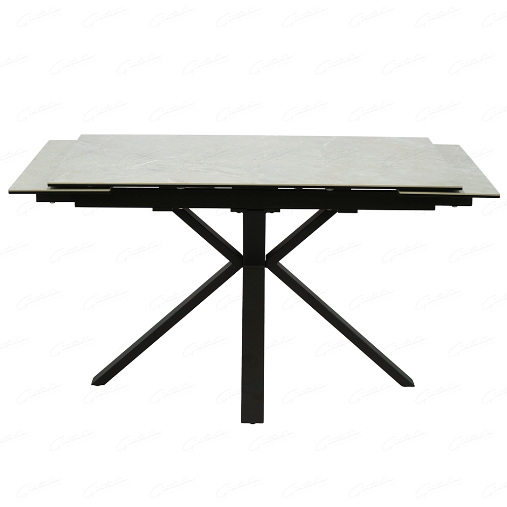 Amarillo Large Ceramic Glass Extending Dining Table In Grey